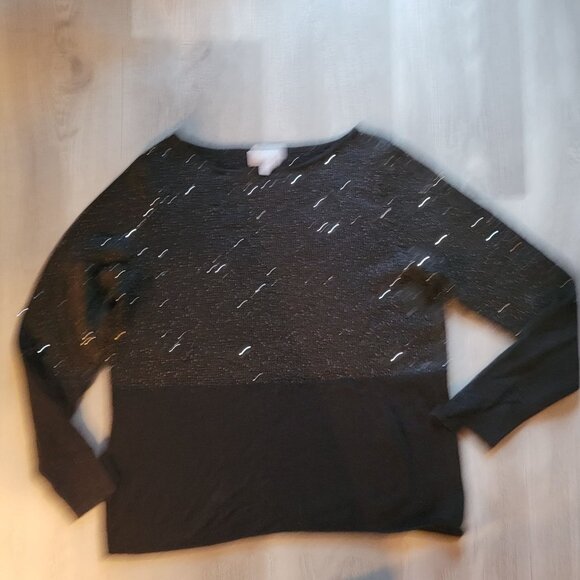 Pure Collection Black Sequin Sweater UK 14 US 10 Cashmere Blend Womens Long Slee - Picture 2 of 5